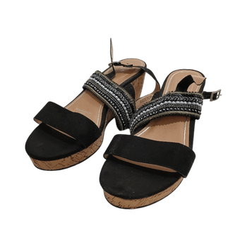 Black cork platform sandals