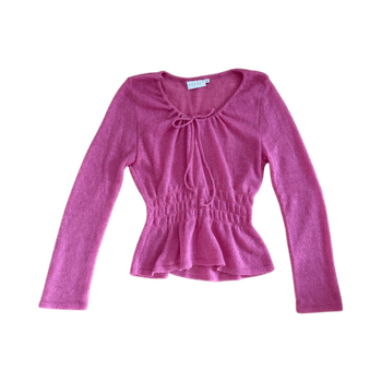 Pink knitted peplum top