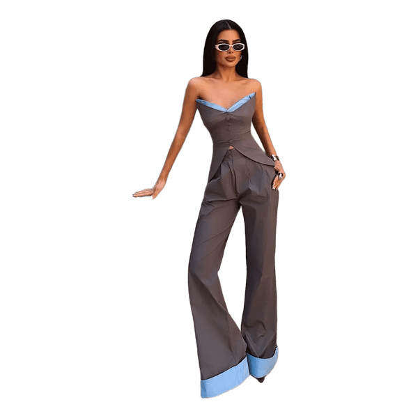 Brown trousers suit set