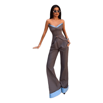 Brown trousers suit set