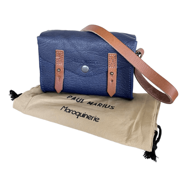 Paul Marius Leather Crossbody Bag - Navy Blue