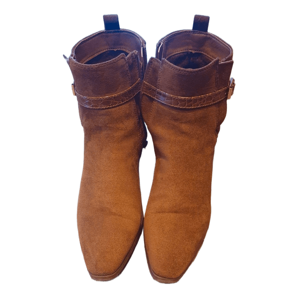 Brown suede ankle boots