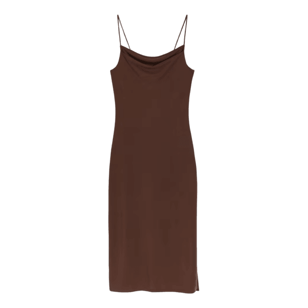 Brown cowl neck midi dress