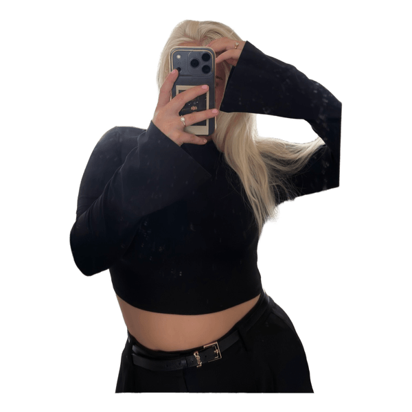 Black crop sports top