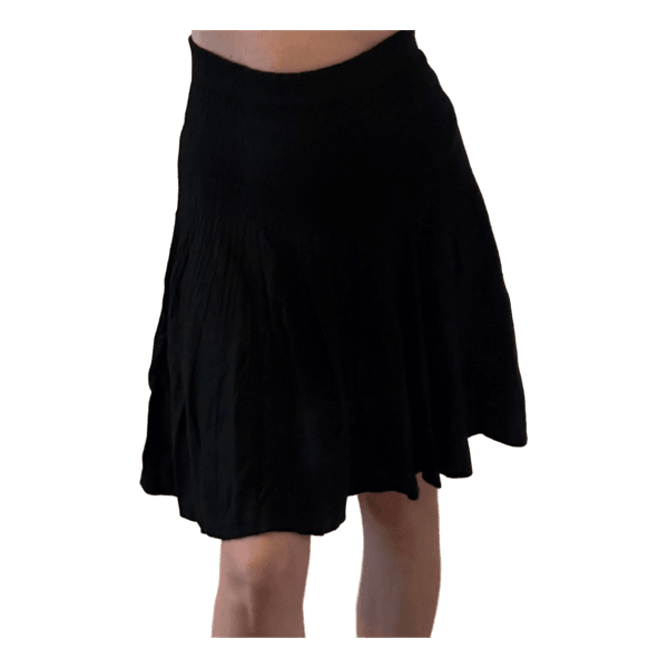 Black flared elastic and soft mini skirt