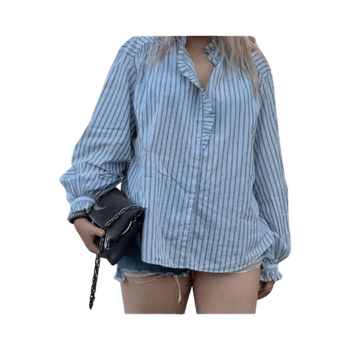 Striped ruffle blouse