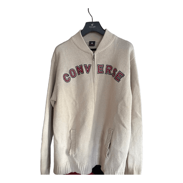 Beige Converse zip cardigan