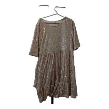 Gold sequin tiered dress