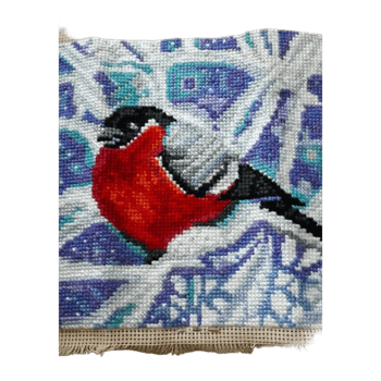 Bullfinch cross stitch embroidery