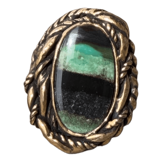 Alcozer & J UNIC Green and black stone ring