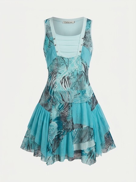 Vintage patterned sleeveless dress