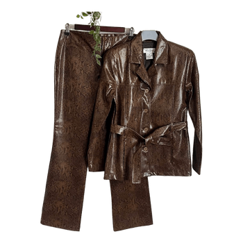 Brown faux leather set