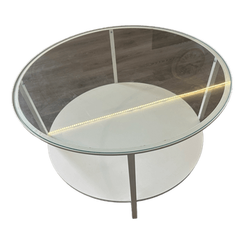 Round white glass table