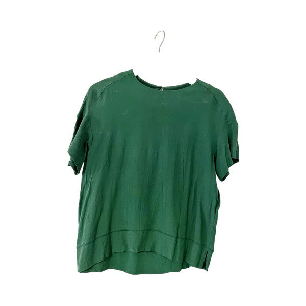 Green short-sleeve viscose blouse