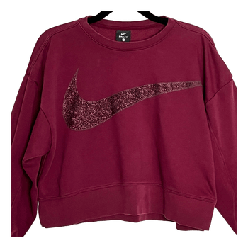 Nike Dri-Fit Sweatshirt XS Oversized Cropped Burgundy Red