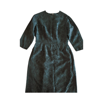 Vintage green jacquard peplum dress
