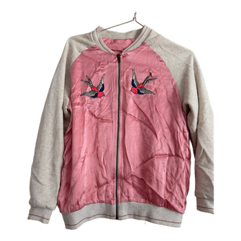 Pink embroidered bomber jacket