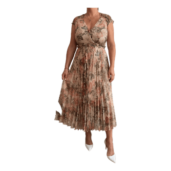 Floral pleated midi dress