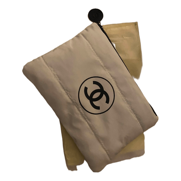 White quilted pouch