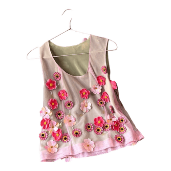Multicolor floral mesh top