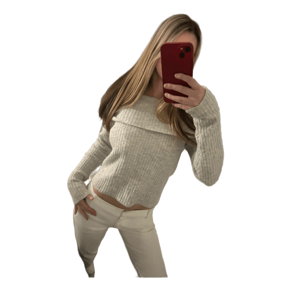 Grey off-shoulder knit sweater