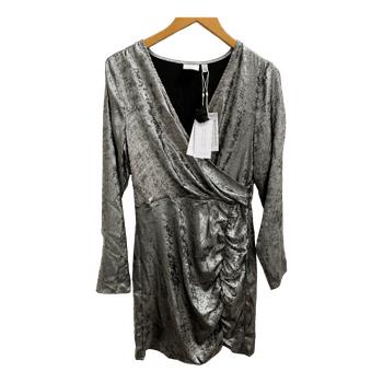 Silver metallic wrap dress