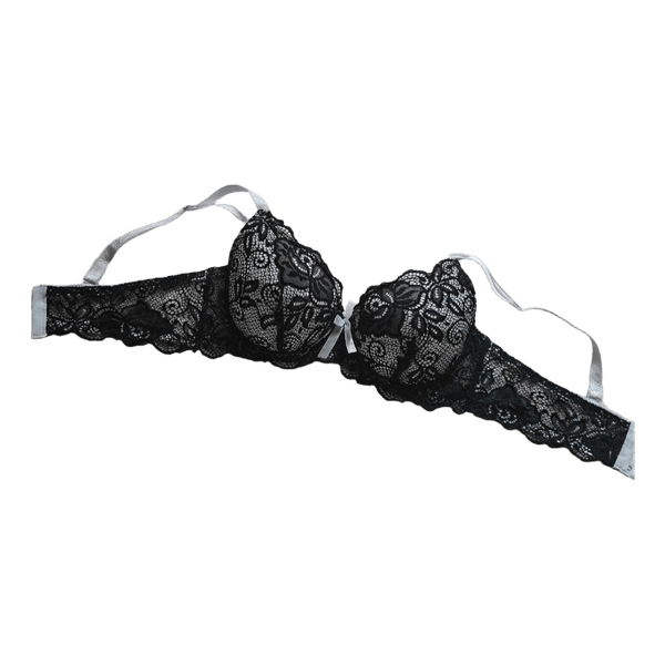 Black and white lace bra