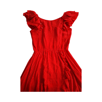 VALENTINO red silk ruffle midi dress