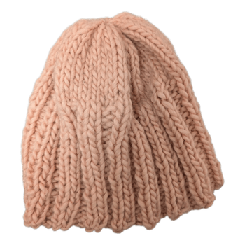 Pink chunky knit beanie