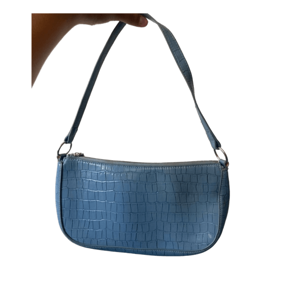 Blue crocodile effect handbag
