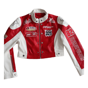 Red and white racing jacket
