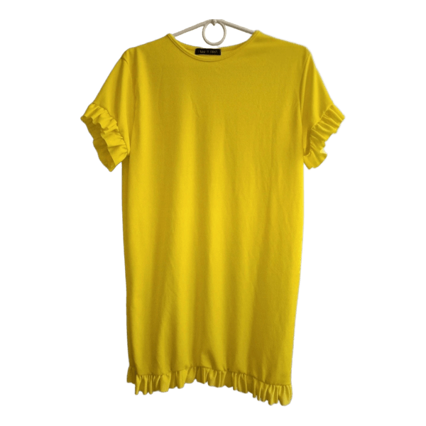 Yellow ruffled mini dress