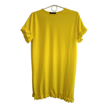 Yellow ruffled mini dress