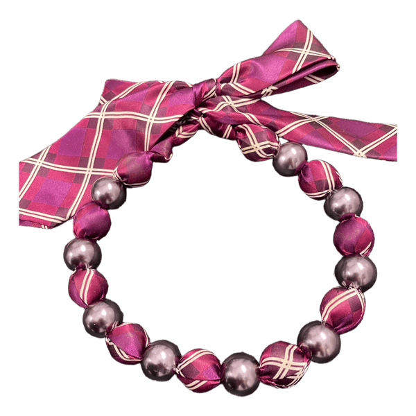 Plaid ribbon  necklace