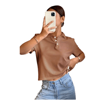 Brown collared polo top