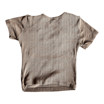 Brown ribbed tie back top