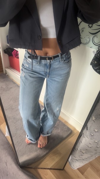 Guess light wash wide jeans