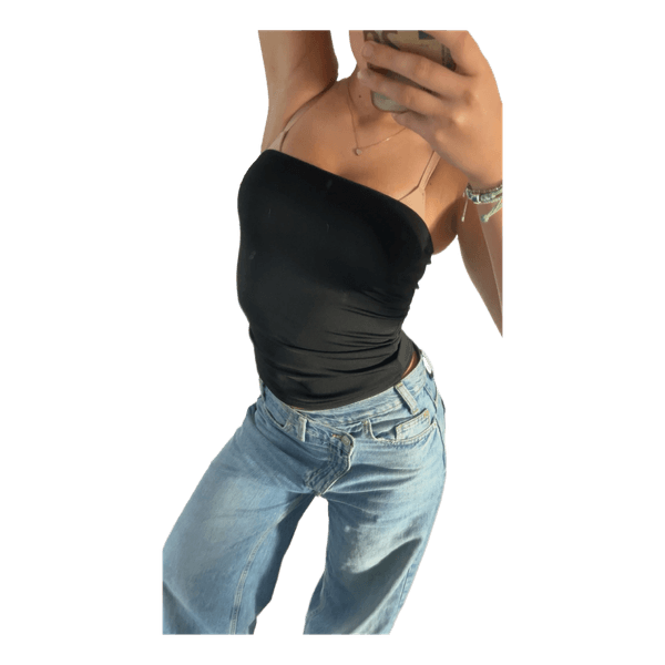 Black strapless top