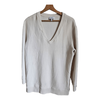 & Other Stories ribbed yoga sweater V-neck minimal clean girl scandi cozy capsule S