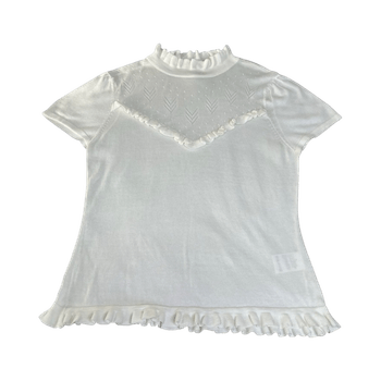 PTA Valkoinen pitsireunainen neulepaita L