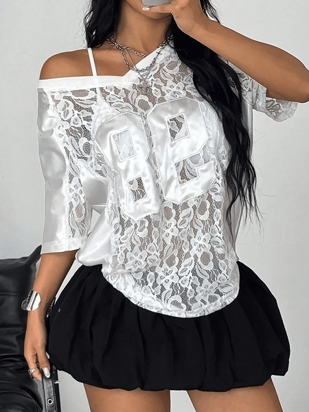 Contrast lace oversized t-shirt