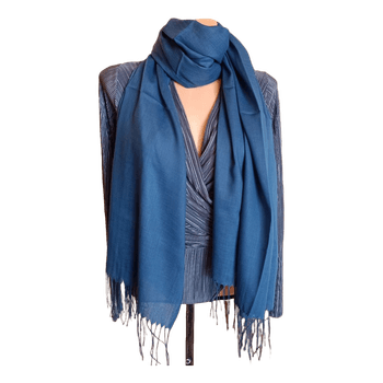Blue fringe scarf
