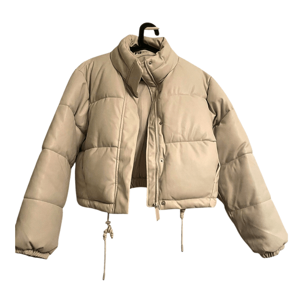 Beige faux leather puffer
