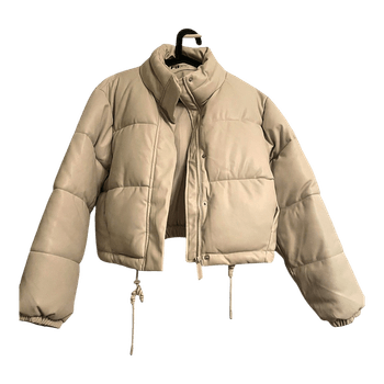 Beige faux leather puffer