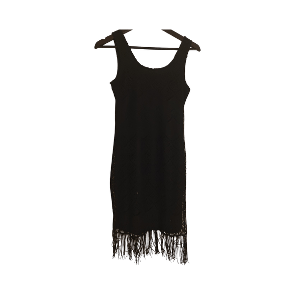 Black crochet fringe dress