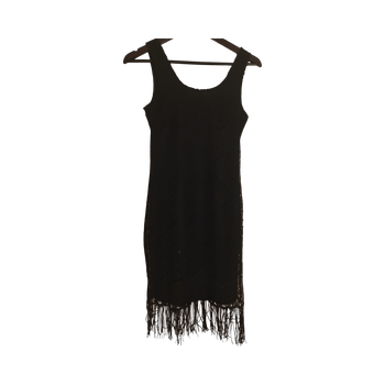 Black crochet fringe dress