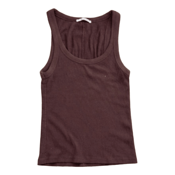 Brun ribstrikket tanktop fra Zara