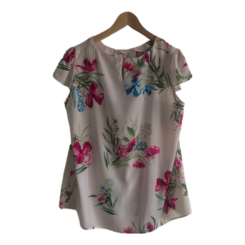 Floral print short-sleeve blouse