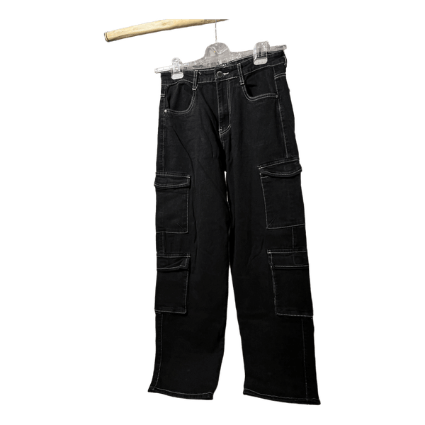 Black cargo denim pants