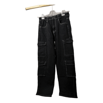 Black cargo denim pants